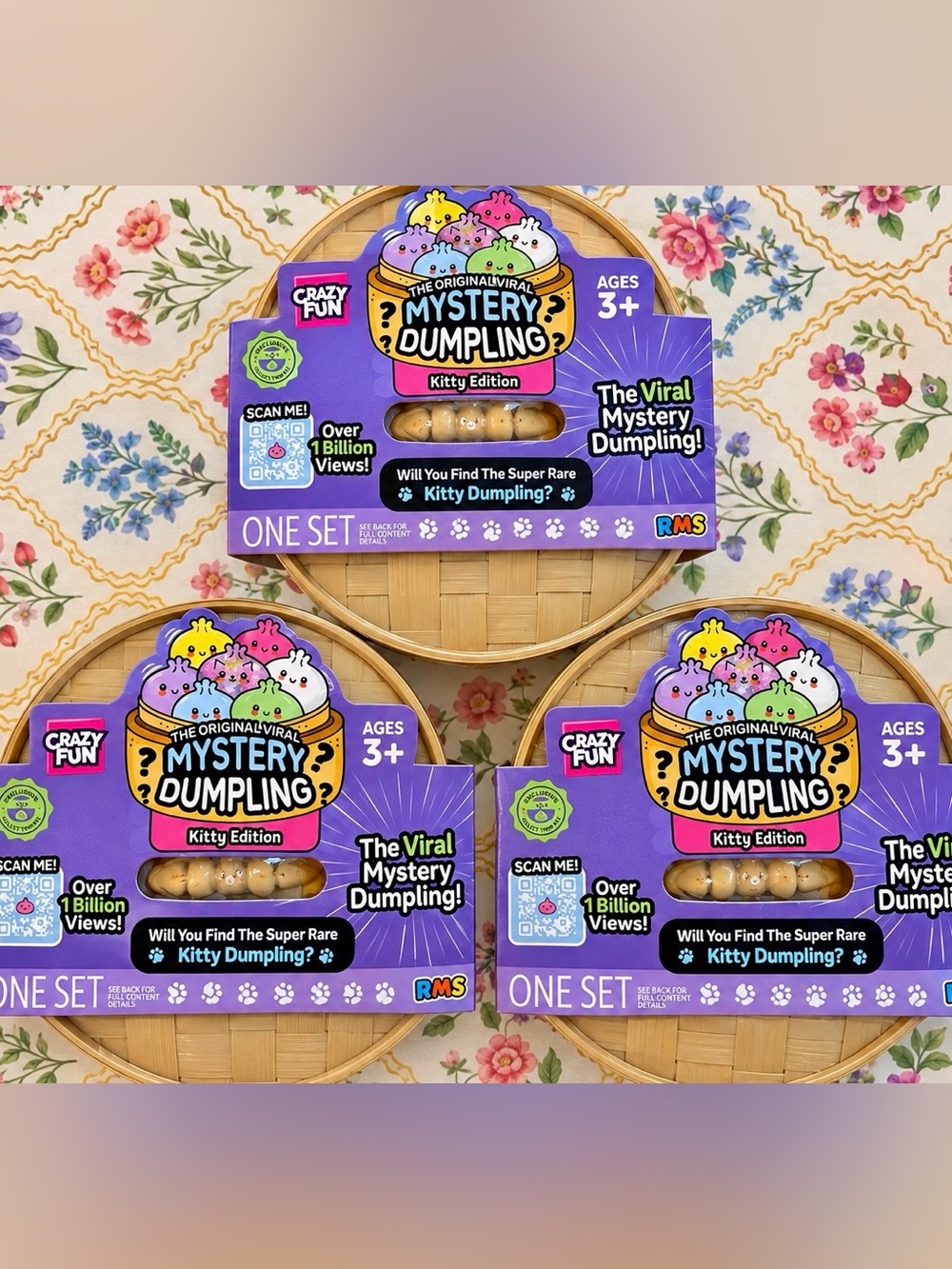Lot of 3 Crazy Fun RMS Mystery Dumplings Kitty Edition